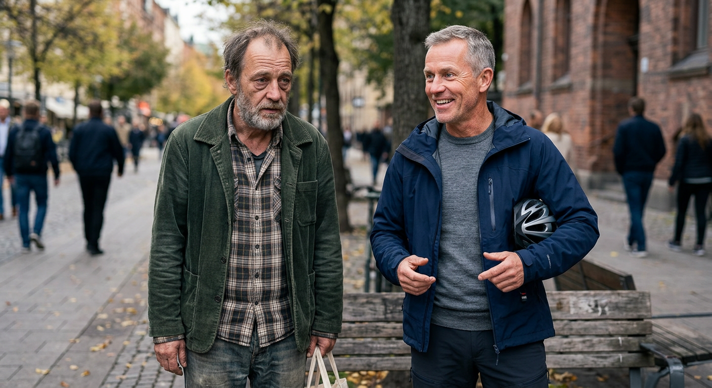 side-by-side of tired aging-looking adult next to active vital person of same age, lifestyle contrast